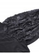 Punk Style Stand Collar Chest Metal Eyelet Cross Pattern Personalized Black Ripped Hooded Long Sleeves Top