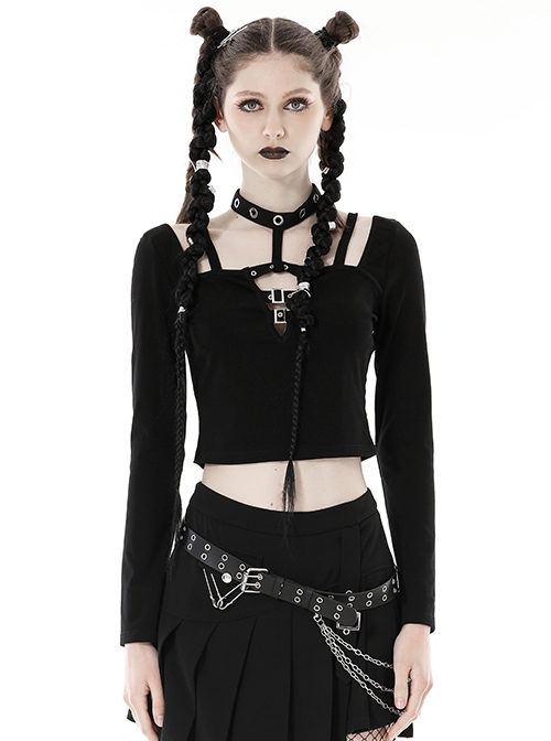 Rgothic Retro Womens Dress Vampire Backless Sleeveless Gothic Lace-up D-Ring Backless Vintage Punk Mini Dress(Black/S