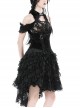 Gothic Style Exquisite Embroidered Lace Retro Metal Plate Buckle Black Velvet Hollow Sleeveless Top