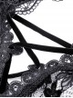Gothic Style Exquisite Embroidered Lace Retro Metal Plate Buckle Black Velvet Hollow Sleeveless Top