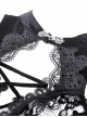 Gothic Style Exquisite Embroidered Lace Retro Metal Plate Buckle Black Velvet Hollow Sleeveless Top
