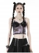 Punk Style Exquisite Black Chest Lace Stitching Personalized Purple Black Tie Dye Sexy Suspender Top