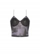 Punk Style Exquisite Black Chest Lace Stitching Personalized Purple Black Tie Dye Sexy Suspender Top