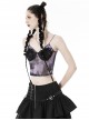 Punk Style Exquisite Black Chest Lace Stitching Personalized Purple Black Tie Dye Sexy Suspender Top