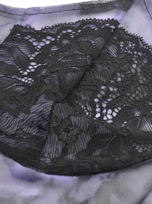 Punk Style Exquisite Black Chest Lace Stitching Personalized Purple Black Tie Dye Sexy Suspender Top