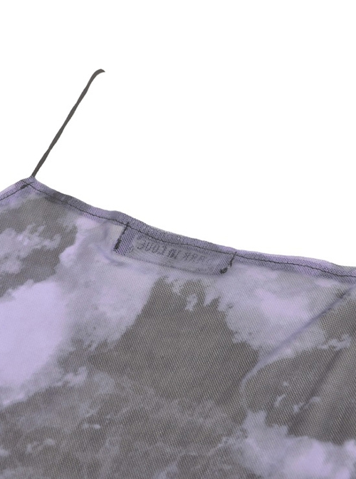 Punk Style Exquisite Black Chest Lace Stitching Personalized Purple Black Tie Dye Sexy Suspender Top