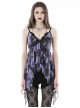 Punk Style Exquisite Lace Sexy Slightly See Through Tulle Black Purple Tie Dye Suspender Dress