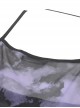 Punk Style Exquisite Lace Sexy Slightly See Through Tulle Black Purple Tie Dye Suspender Dress