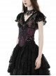Gothic Style Elegant V Neck Exquisite Lace Sexy Slightly See Through Cross Strap Black Short Sleeves Top