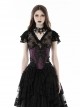 Gothic Style Elegant V Neck Exquisite Lace Sexy Slightly See Through Cross Strap Black Short Sleeves Top