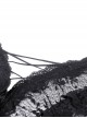 Gothic Style Elegant V Neck Exquisite Lace Sexy Slightly See Through Cross Strap Black Short Sleeves Top