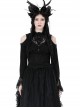 Gothic Style Exquisite Stand Collar Gorgeous Layered Lace Sexy Off Shoulder Black Long Sleeves Slim Top