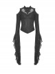 Gothic Style Exquisite Stand Collar Gorgeous Layered Lace Sexy Off Shoulder Black Long Sleeves Slim Top