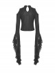 Gothic Style Exquisite Stand Collar Gorgeous Layered Lace Sexy Off Shoulder Black Long Sleeves Slim Top