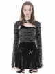 Punk Style Stand Collar Retro Metal Buckle Decoration Decadent Hollow Gray Black Long Sleeves Top
