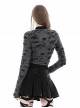 Punk Style Stand Collar Retro Metal Buckle Decoration Decadent Hollow Gray Black Long Sleeves Top