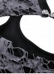 Punk Style Stand Collar Retro Metal Buckle Decoration Decadent Hollow Gray Black Long Sleeves Top