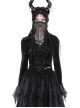 Gothic Style Luxury Velvet Gorgeous Sexy Multi Layered Cobweb Lace Exquisite Straps Black Long Sleeves Top