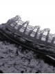 Gothic Style Luxury Velvet Gorgeous Sexy Multi Layered Cobweb Lace Exquisite Straps Black Long Sleeves Top