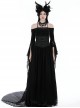 Gothic Style Black Sexy Mesh One Shoulder Exquisitely Pleated Black Slightly See Through Long Sleeves Top