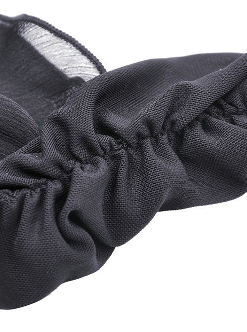 Gothic Style Black Sexy Mesh One Shoulder Exquisitely Pleated Black Slightly See Through Long Sleeves Top
