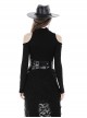 Punk Style Stand Collar Sexy Rebellious Irregular Hollow Off Shoulder Black Long Sleeves Slim Top