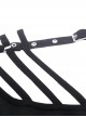 Punk Style Personalized Metal Buckle Strap Sexy Hollow One Shoulder Black Halterneck Long Sleeves Top