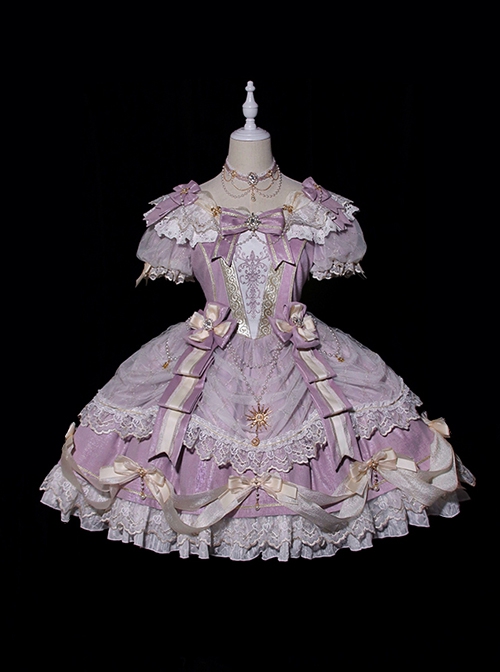 Gorgeous Dreamy Girl Pearl Lace Ruffle Stereoscopic Rolled Waist Flower Yarn Palace Vintage Classic Lolita Dress