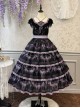 Grape Hyacinth Series Pastoral Style Vine Flower Spike Print V Collar Ribbon Belt Multi-Segment Vintage Classic Dress