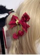 Retro Doll Sense Little Flower Red Satin Ribbon Bowknot Plush Simulated Cherry Sweet Lolita Hairpin