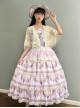 Grape Hyacinth Series Elegant Floral Embroidery Classic Lolita Bowknot Tassel Lace Fan Pendant Necklace