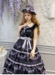 Grape Hyacinth Series Elegant Floral Embroidery Classic Lolita Bowknot Tassel Lace Fan Pendant Necklace