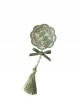 Grape Hyacinth Series Elegant Ribbon Bowknot Pearl Tassel Pendant Classic Lolita Embroidered Badge