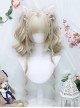 Natural Flat Bangs Cute Tiger Mouth Clip Double Ponytail Twist Braids Curly Hair Sweet Lolita Wig