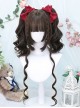 Natural Flat Bangs Cute Tiger Mouth Clip Double Ponytail Twist Braids Curly Hair Sweet Lolita Wig