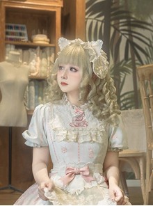 Rose Garden Series Cute Meow Cat Ears Apricot Lace Ruffle Versatile Daily Sweet Lolita Hairband