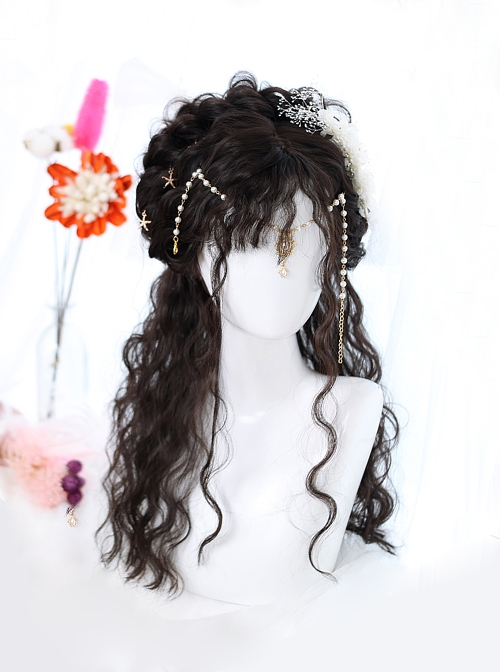 Little Devil Girl Series Daily Mid Split Bangs Soft Long Curly Hair Sweet Lolita Fluffy Sheep Curl Wig