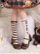 Two Color Asymmetrical Stripe Polka Dots Bear Bowknot Heart Shape Print Sweet Lolita Calf Socks