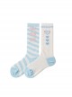 Two Color Asymmetrical Stripe Polka Dots Bear Bowknot Heart Shape Print Sweet Lolita Calf Socks