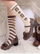 Two Color Asymmetrical Stripe Polka Dots Bear Bowknot Heart Shape Print Sweet Lolita Calf Socks