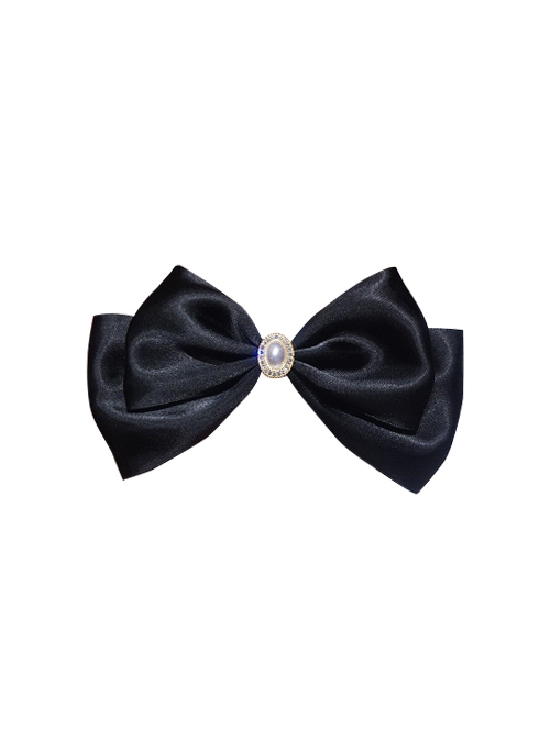 Korean Girl Group Style Ponytail Holder Pearl Diamond Decoration Big Red Bowknot Kawaii Fashion Hair Clip