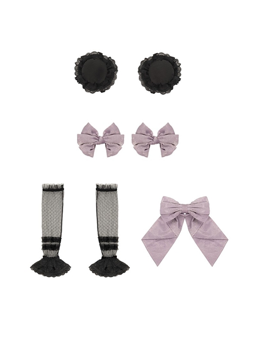 Changan Ballad Series Chinese Style Sweet Lolita Lace Cheongsam Accessory Bun Hair Bag Hairpin Bowknot Sleeves Set