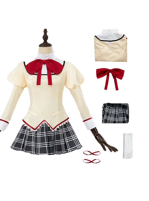 Puella Magi Madoka Magica Halloween Cosplay Kaname Madoka School Uniform Version Costume Full Set