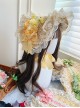 Floral Language Series Pastoral Style Classic Lolita Gorgeous Exquisite Floral Lace Satin Bowknot Straw Flat Hat