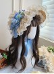 Floral Language Series Pastoral Style Classic Lolita Gorgeous Exquisite Floral Lace Satin Bowknot Straw Flat Hat