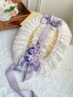 Floral Language Series Pastoral Style Classic Lolita Gorgeous Exquisite Floral Lace Satin Bowknot Straw Flat Hat