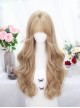 Love God Series Elegant Linen Light Golden Flat Bangs Fluffy Long Curly Hair Classic Lolita Full Head Wig