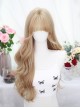 Love God Series Elegant Linen Light Golden Flat Bangs Fluffy Long Curly Hair Classic Lolita Full Head Wig