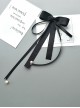 Japanese Style Gentle Sweet Double Layer Satin Ribbon Bowknot Pearl Pendant Tassel Kawaii Fashion Accessory Hair Clip