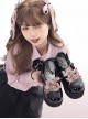 Sweetheart Japanese Style Black Landmine Y2K Purple Velvet Ribbon Sweet Cool Lolita Round Toe Thick Bottom Muffin Shoes